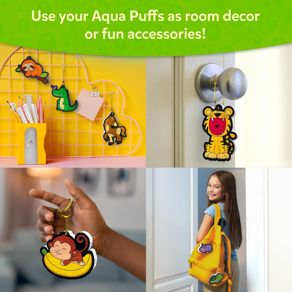 Skillmatics Aqua Puffs - 3D Art Kit, Animals, Mess-Free Paint by Number Craft for Kids, DIY Color & Inflate Activity, Travel & Creative Gift for Girls & Boys Ages 4, 5, 6, 7, 8, 9, 10