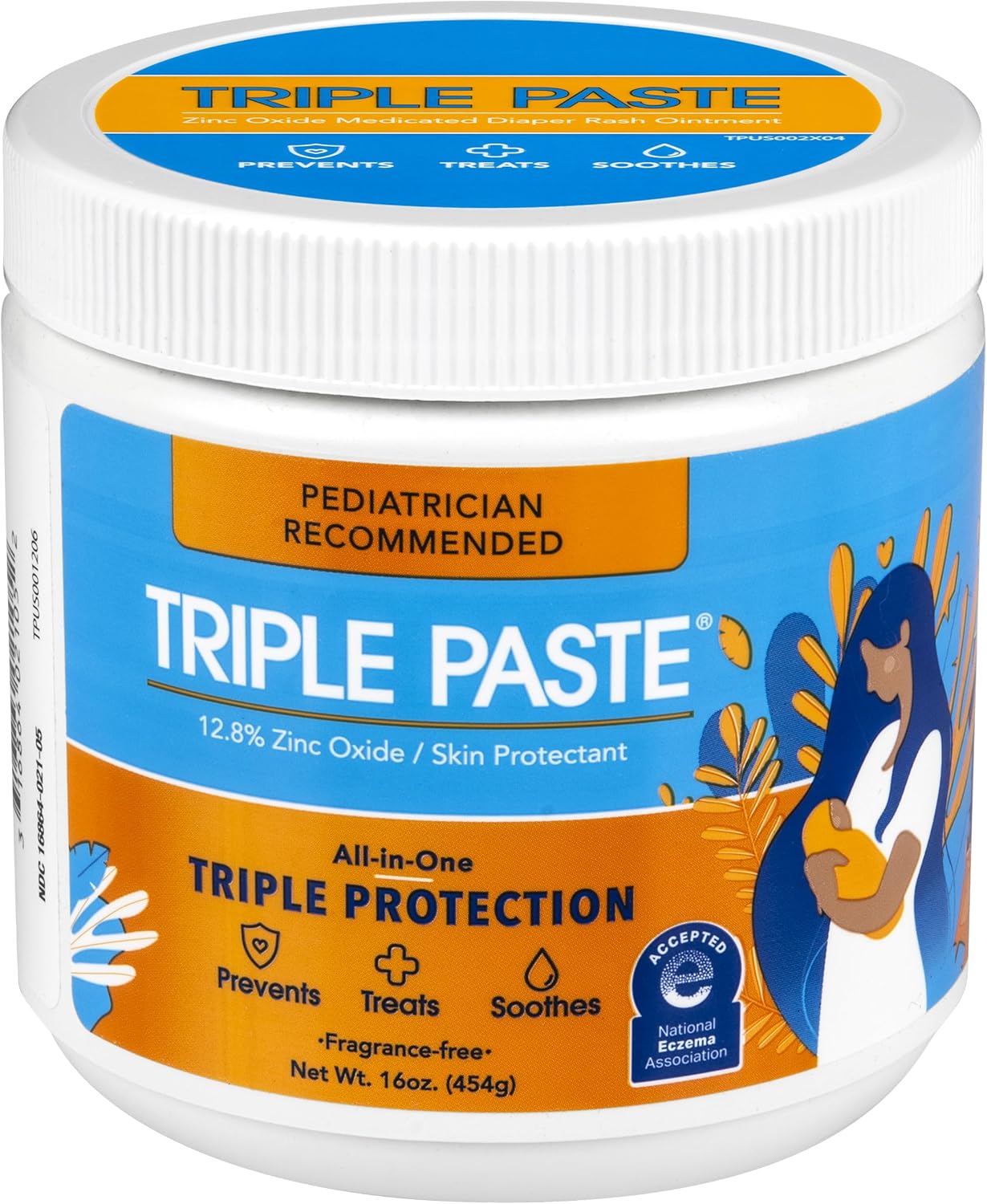Triple Paste Diaper Rash Cream, Hypoallergenic Medicated Ointment for Babies, 16 oz (Packaging May Vary)