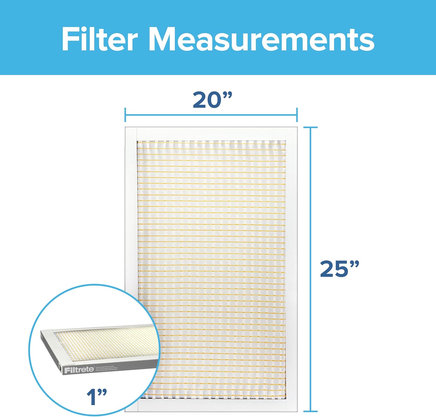 Filtrete 20x25x1 Air Filter MERV 5, 6-Pack AC Furnace HVAC Filters for Home, MPR 300 Basic Dust Defense, Pleated Electrostatic Removes Lint & Dust (Actual Size 19.69x24.69x0.81 in)
