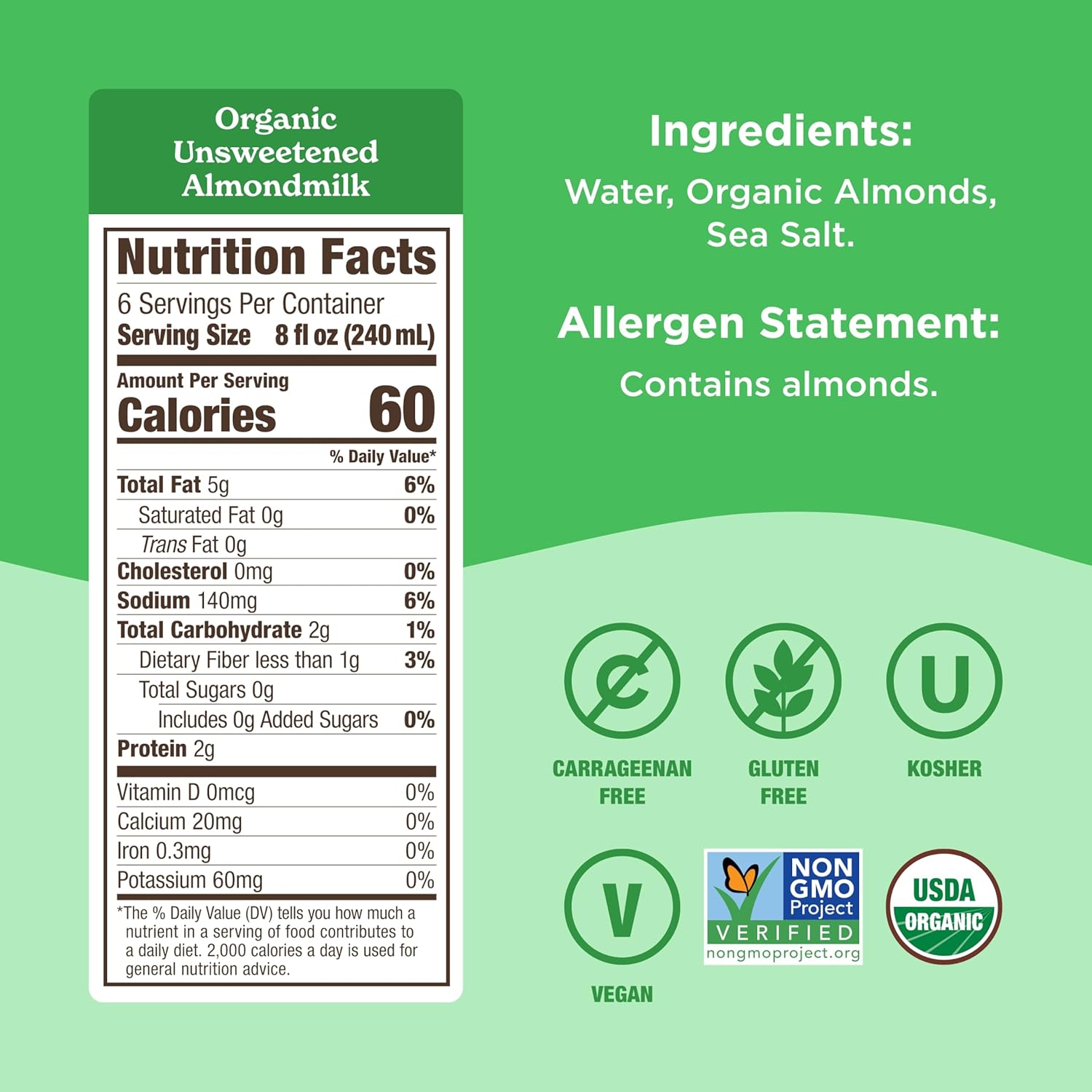 Califia Farms - Organic Unsweetened Almond Milk, 48 Oz, Dairy Free, Keto, Vegan, Plant Based, Organic Milk, Non GMO, Low Calorie, USDA Organic