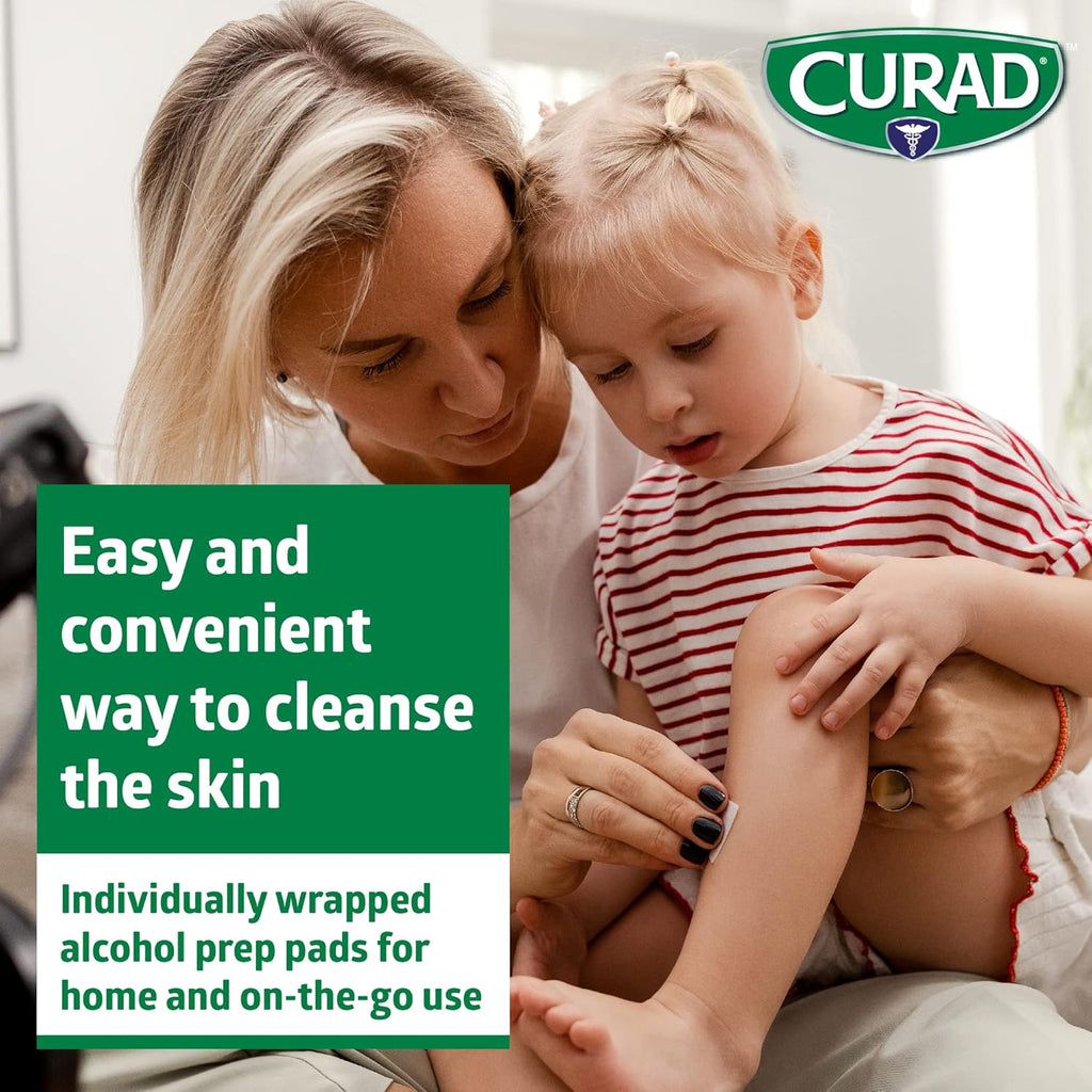 CURAD Alcohol Prep Pads (Pack of 4 Boxes) | 400 Pieces of Medium Isopropyl Alcohol Wipes Individually Wrapped | First Aid Alcohol Swabs for Cuts & Scrapes | Medical Alcohol Pads for General Cleansing