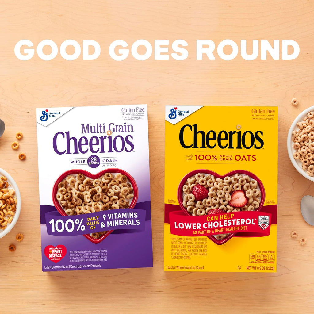 Multi Grain Cheerios, Heart Healthy Breakfast Cereal, Gluten Free, Family Size, 18 oz