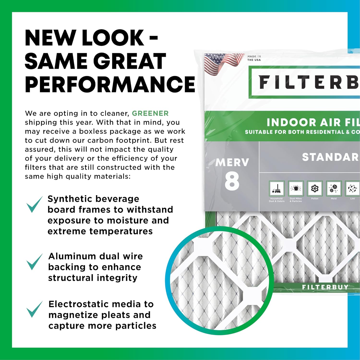 Filterbuy 16x25x1 Air Filter MERV 8 Essential Dust & Allergy Defense (4-Pack), Electrostatic Pleated HVAC AC Furnace Filters Replacement (Actual Size: 15.50 x 24.50 x 0.75)
