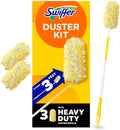Swiffer Duster Kit with 3 ft Extendable Handle, Heavy Duty Dusting Starter Kit with 3 Refills, for Ceiling Fans, Vents and Hard to Reach Places