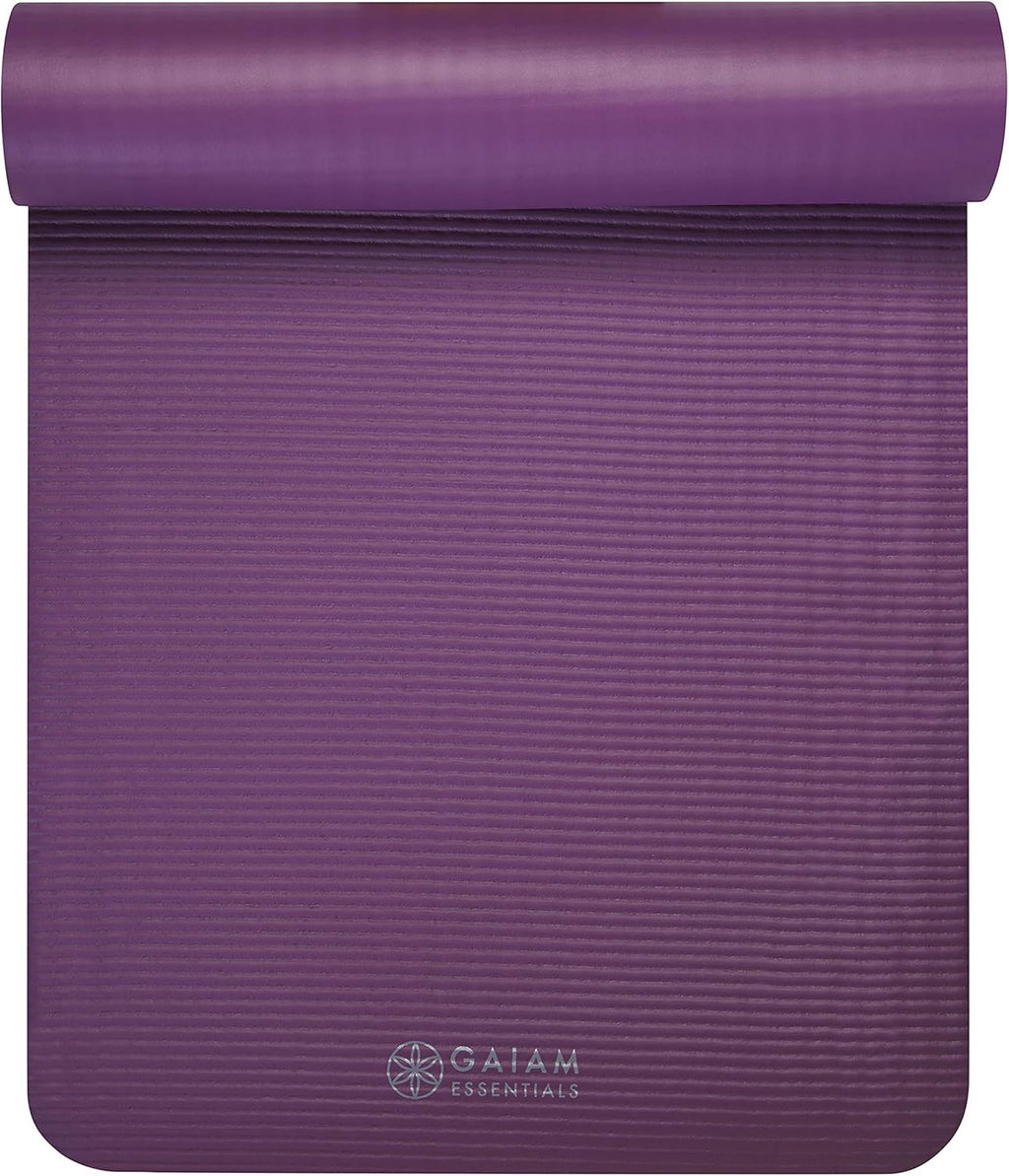 Gaiam Yoga Mat, Pilates & Exercise Mat, Thick 2/5" (10mm) Workout Mat with Easy-Cinch Carrying Strap for Home & Gym Workouts