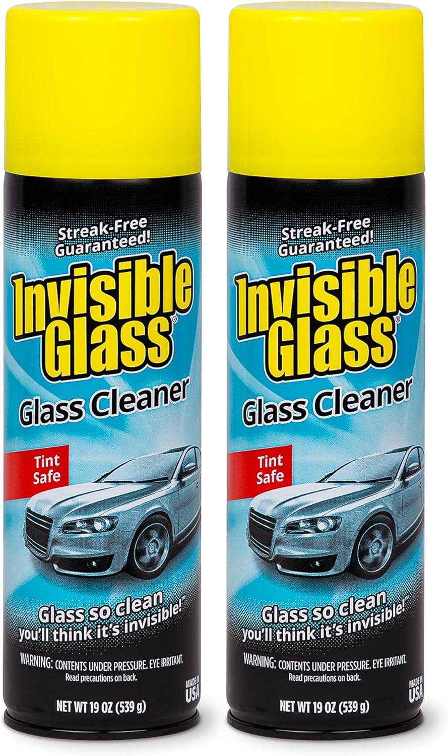 Invisible Glass 91164-2PK Premium Aerosol Glass Cleaner Spray for Car Windshields and Windows, Automotive and Home Window Cleaner, Streak-Free, Ammonia-Free, Tint-Safe – 19 oz (Pack of 2)