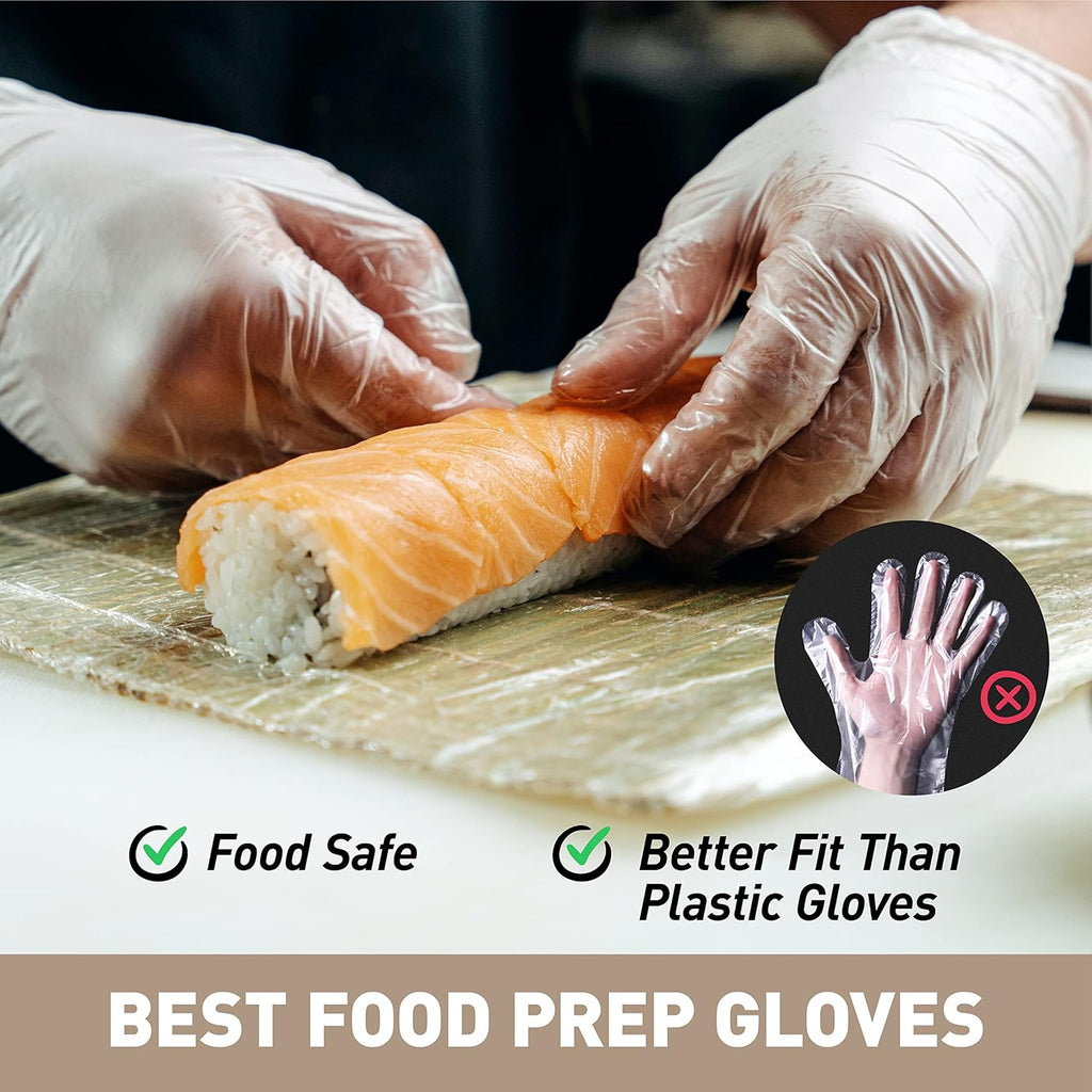 OKIAAS Disposable Gloves M, Food Safe | Latex-Free and Powder-Free Clear Vinyl Gloves for Cooking, Food Prep, Household Cleaning | Medium,100 Counts/Box