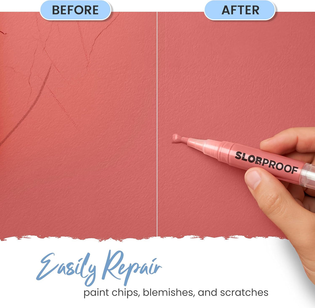 Slobproof Refillable Touch-Up Paint Pen, Mess-Free, Reusable Wall Paint Repair Tool, Precise Application, DIY Home Improvement, Furniture, Arts and Crafts, Patented Design, Easy Storage, Pack of 2