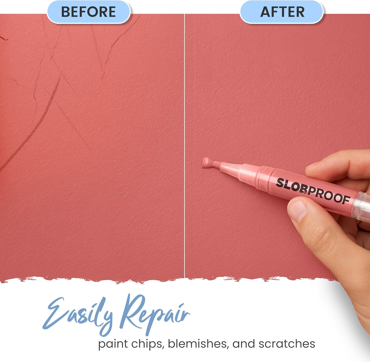 Slobproof Refillable Touch-Up Paint Pen, Mess-Free, Reusable Wall Paint Repair Tool, Precise Application, DIY Home Improvement, Furniture, Arts and Crafts, Patented Design, Easy Storage, Pack of 2