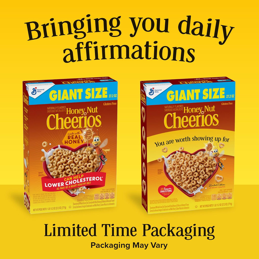 Honey Nut Cheerios, Heart Healthy Gluten Free Breakfast Cereal with Whole Grain Oats, Giant Size, 27.2 oz