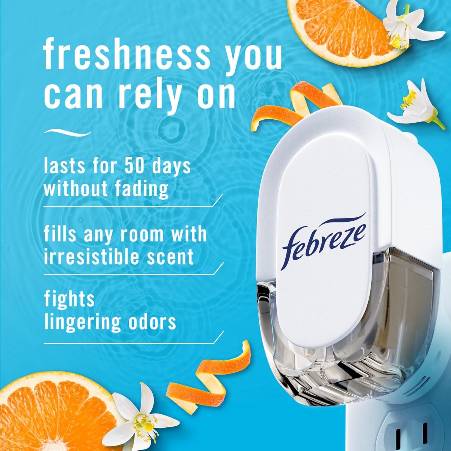 Febreze Plug In Air Freshener, Odor-Fighting Scented Oil Refill For Home, Bathroom, & Kitchen, Long Lasting, Refresh & Energize and Soothe & Restore Scents, 0.87oz Refills, 4ct (2 of Each)