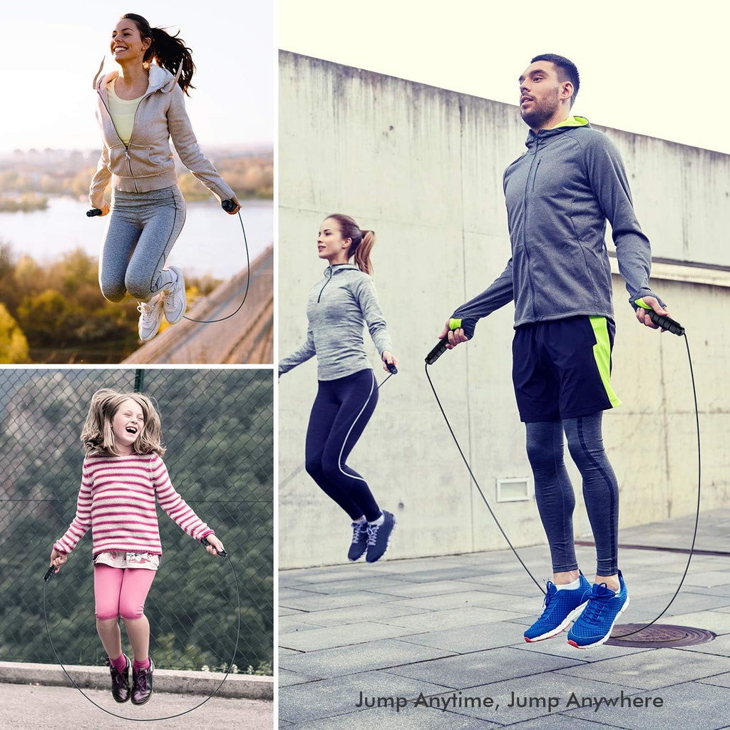 Jump Rope, Tangle-Free Rapid Speed Jumping Rope Cable with Ball Bearings for Women, Men & Kids, Adjustable Steel Jump Rope with Foam Handles for Home Gym Exercise Fitness Workout Equipment & Slim Body