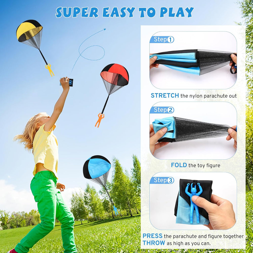 Parachute Toy for Kids, Outdoor Toys Flying Parachute Men, Inside & Outside Toys for or 3 4 5 6 7 8 9 10 11 12 Year Old, Easter Basket Stuffers for Kids Grandkids Ideal 2026 Unique Party Favors