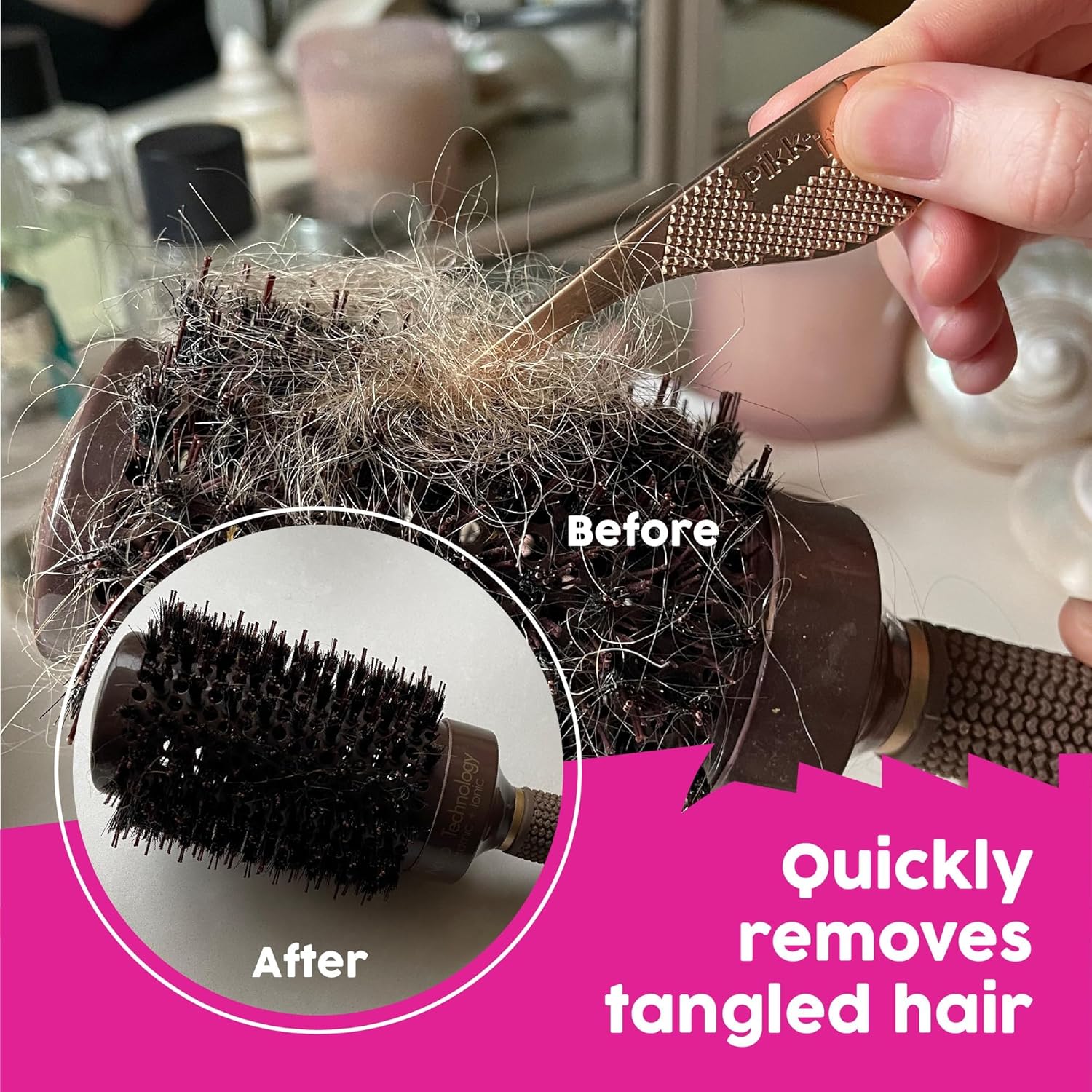 Pikk-it Vacuum Hair Brush Cleaner Tool – Removes Tangled Hair from Vacuums & Hairbrushes | Pet & Human Hair Removal Comb Rake | Improves Vacuum Cleaning Power (Single/Twin Pack) (1)
