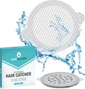 25 Pack Disposable Shower Drain Hair Catcher Mesh Stickers - Peel & Stick Drain Strainers to Prevent Clogs, Strong Waterproof Adhesive, Mess-Free Disposable Drain Covers for Shower & Bathtub