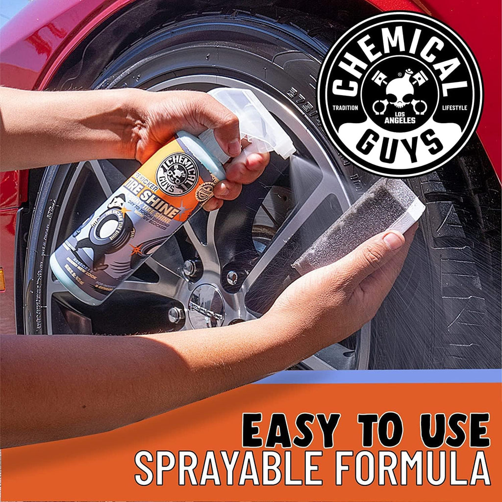 Chemical Guys Tire Kicker Sprayable Extra Glossy Tire Shine Spray, Dry-to-Touch Dressing - Restores Wet Look to Rubber, Vinyl, and Plastic, Safe for Cars, Trucks, Motorcycles, RVs, and More - 16 oz
