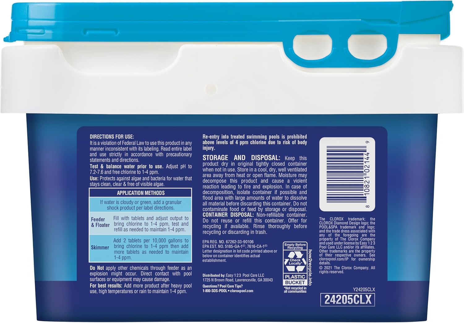 Clorox Pool&Spa XTRABLUE 3” Chlorinating Tablets, Individually Wrapped, Kills Bacteria & Stops Algae (5 LB)