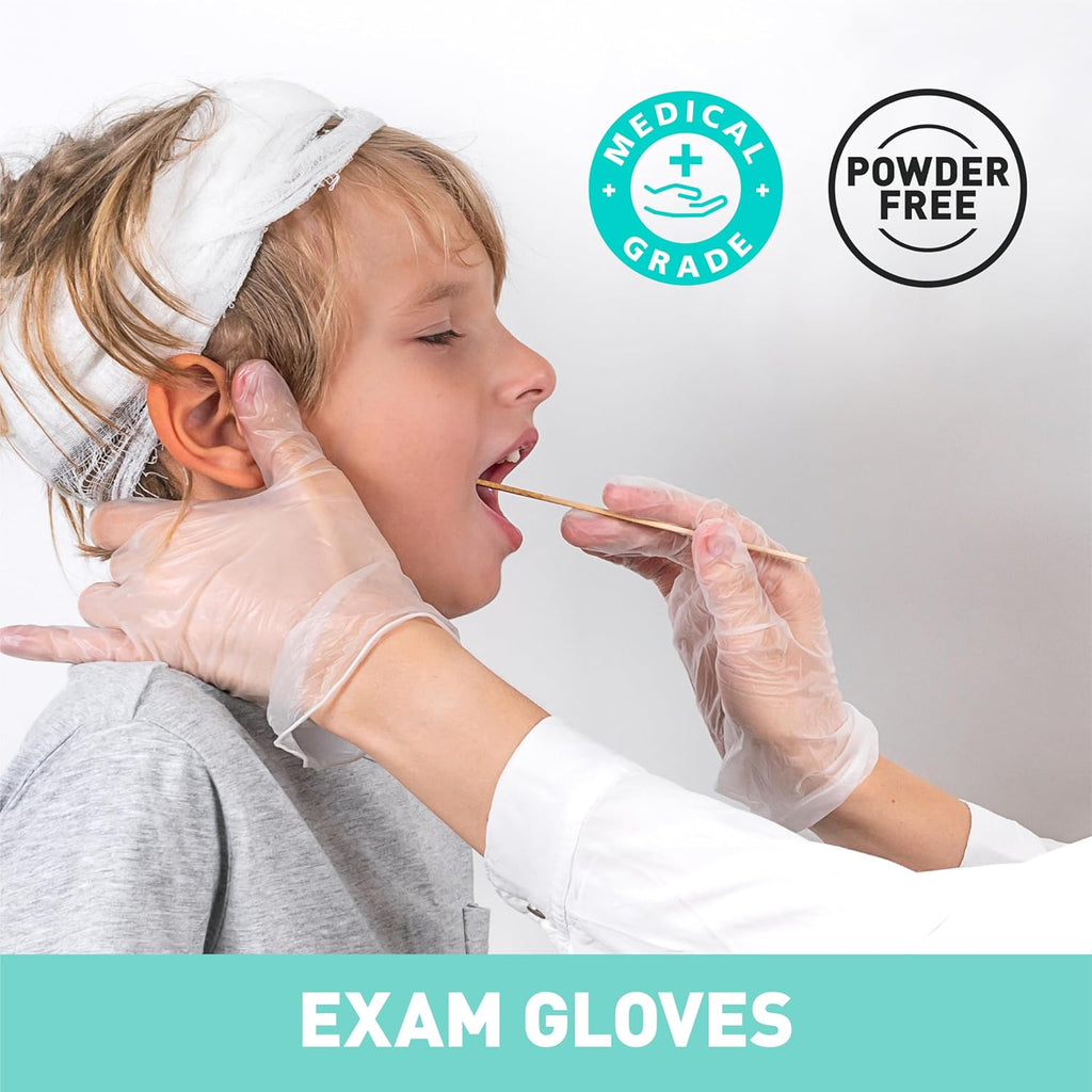 OKIAAS Disposable Gloves M, Food Safe | Latex-Free and Powder-Free Clear Vinyl Gloves for Cooking, Food Prep, Household Cleaning | Medium,100 Counts/Box