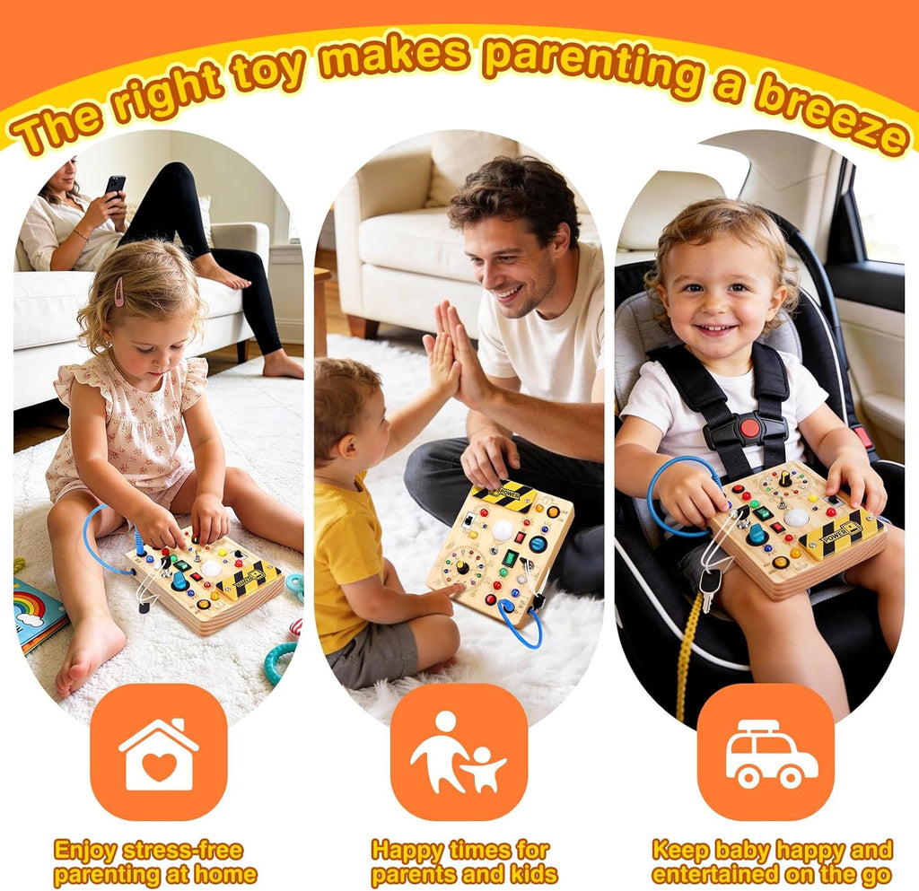 Grarain Busy Board for Toddlers - Montessori Educational Toy for 1-3 Year Old Boys & Girls | Travel-Friendly Sensory Learning Activity | Ideal for Kids with Autism(Clocks Busy Board)