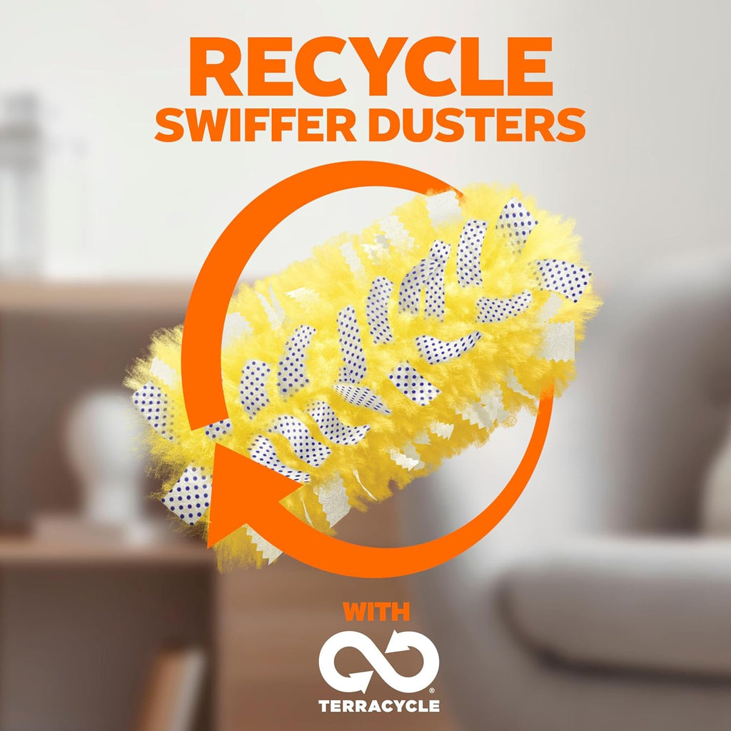 Swiffer Duster Kit with 3 ft Extendable Handle, Heavy Duty Dusting Starter Kit with 12 Refills, for Ceiling Fans, Vents and Hard to Reach Places