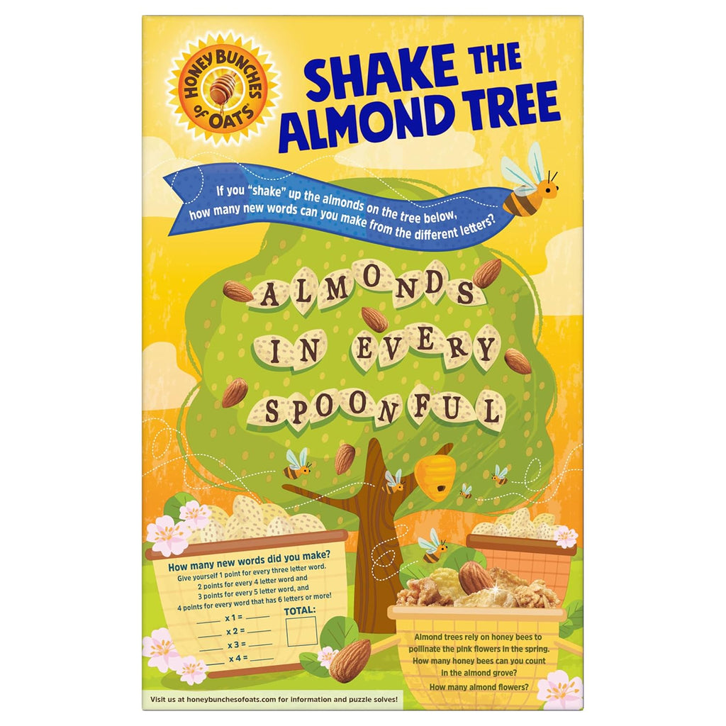 Honey Bunches of Oats with Almonds Breakfast Cereal, Almond Cereal with Oats and Granola Clusters, Family Size 18 oz Box