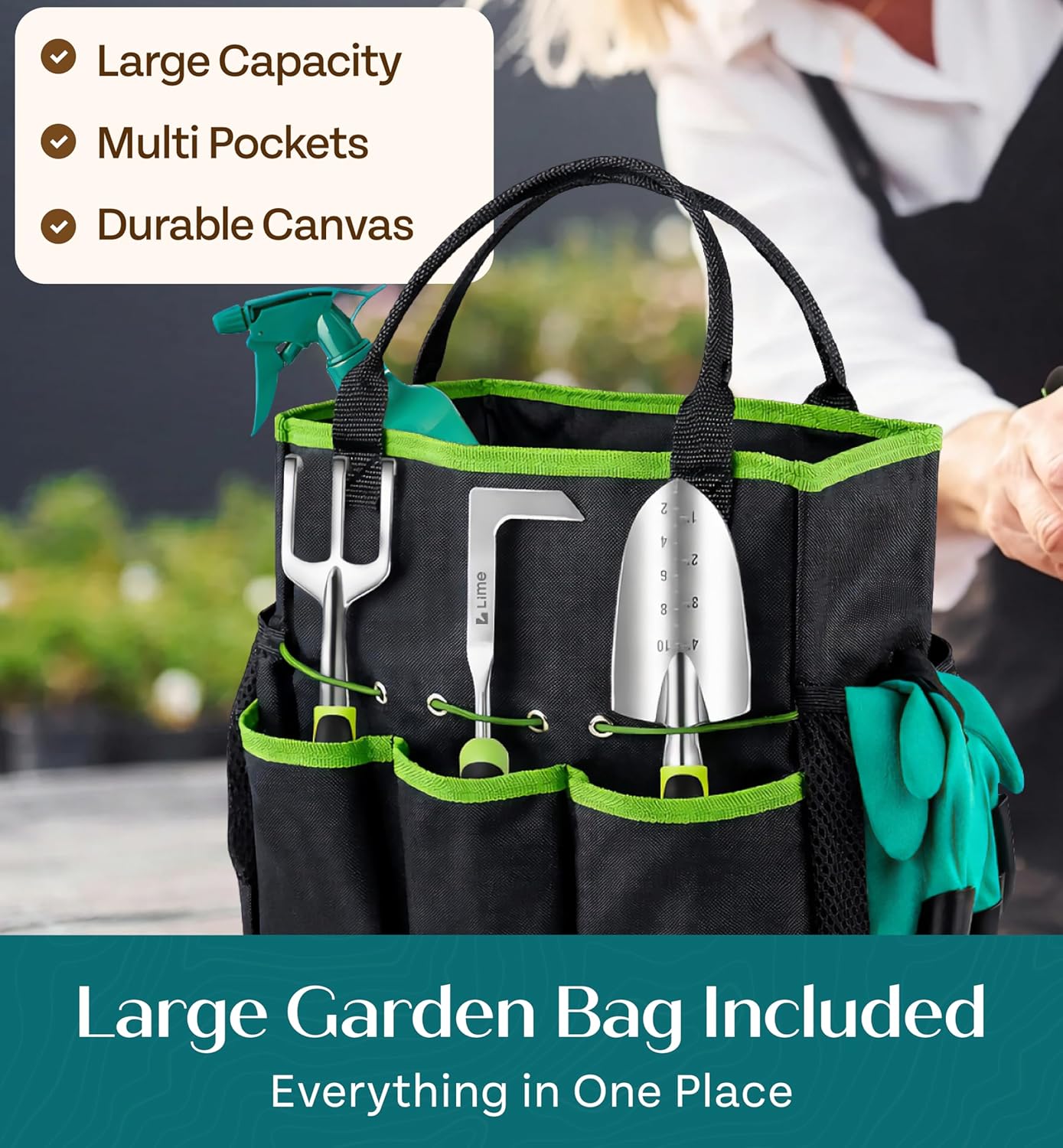 GROWIT Heavy Duty Gardening Tools - Gardening Gifts for Women, Men, Mom, Dad - Durable, Ergonomic Garden Tools Set