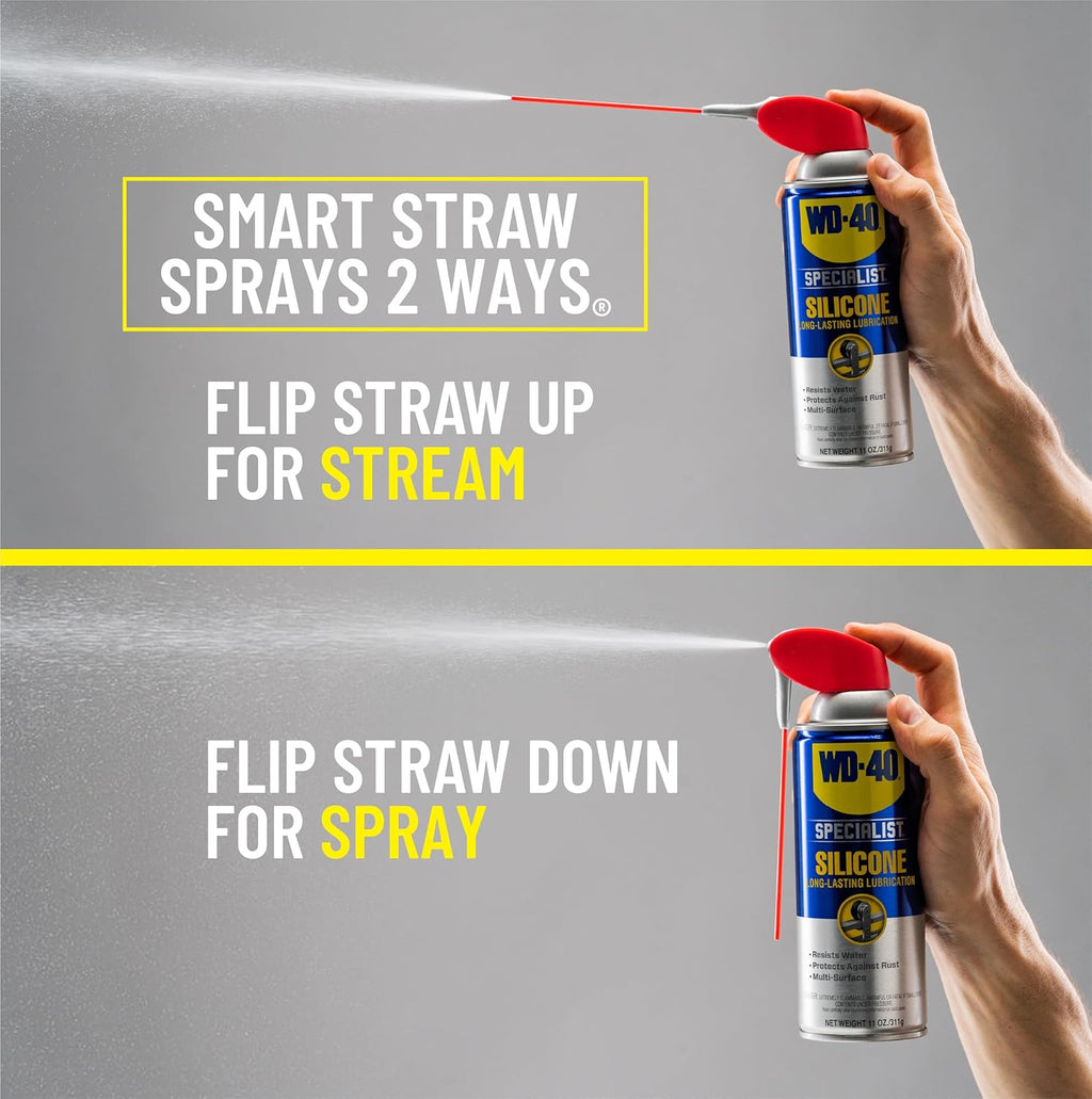 WD-40 Specialist Silicone Lubricant with SMART STRAW SPRAYS 2 WAYS, 11 OZ