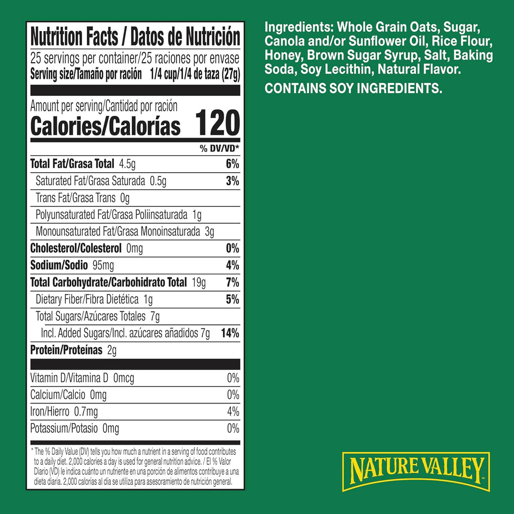 Nature Valley Crunchy Granola, Oats and Honey, Resealable Snack Pouch, Family Size, 24 oz