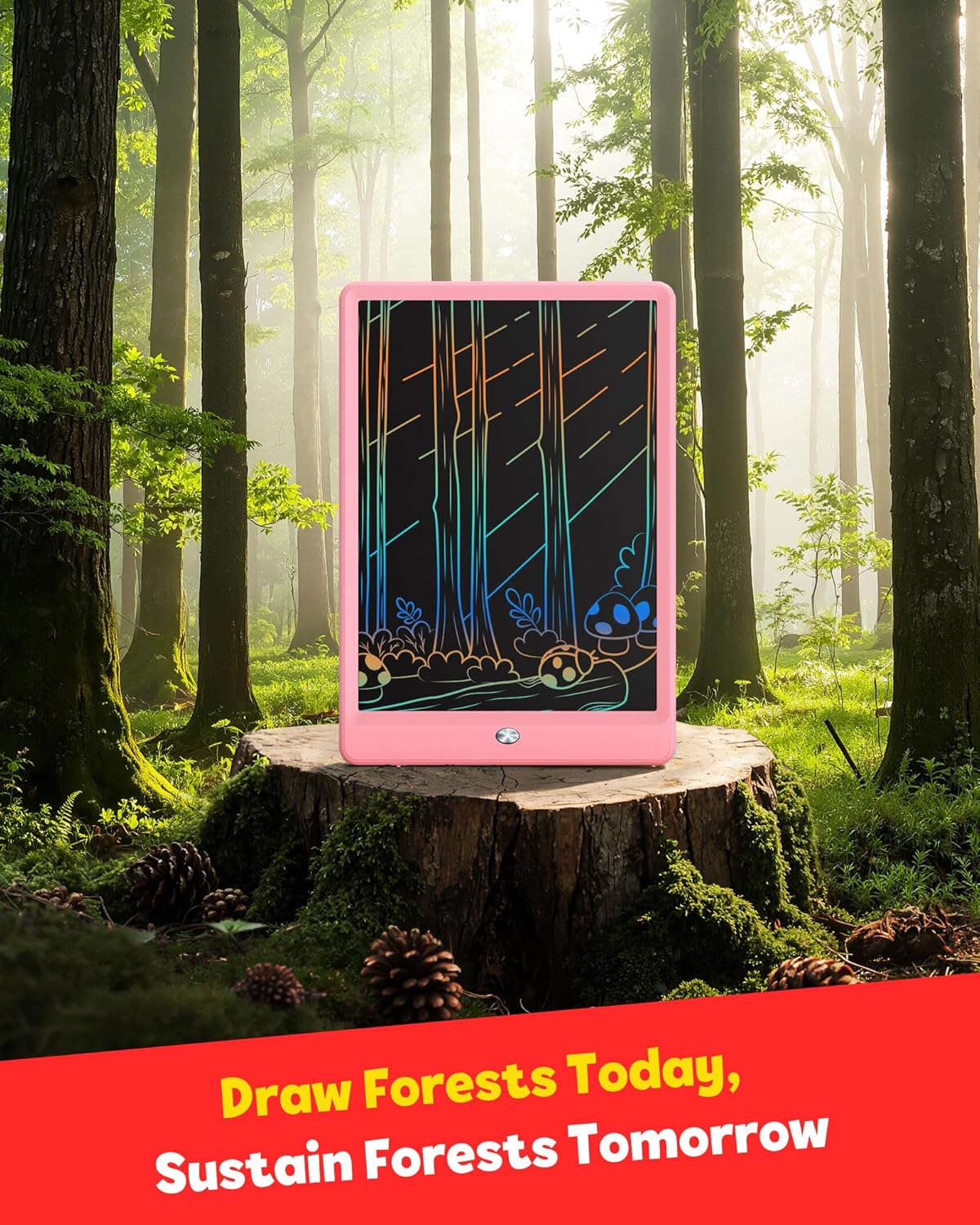TEKFUN LCD Writing Tablet for Kids, 10-inch Coloring Drawing Pad, Mess Free Doodle Board, Easter Gifts for Girls and Toddlers, Toys for 3 4 5 6 7 8 Year Old Boys (Pink)
