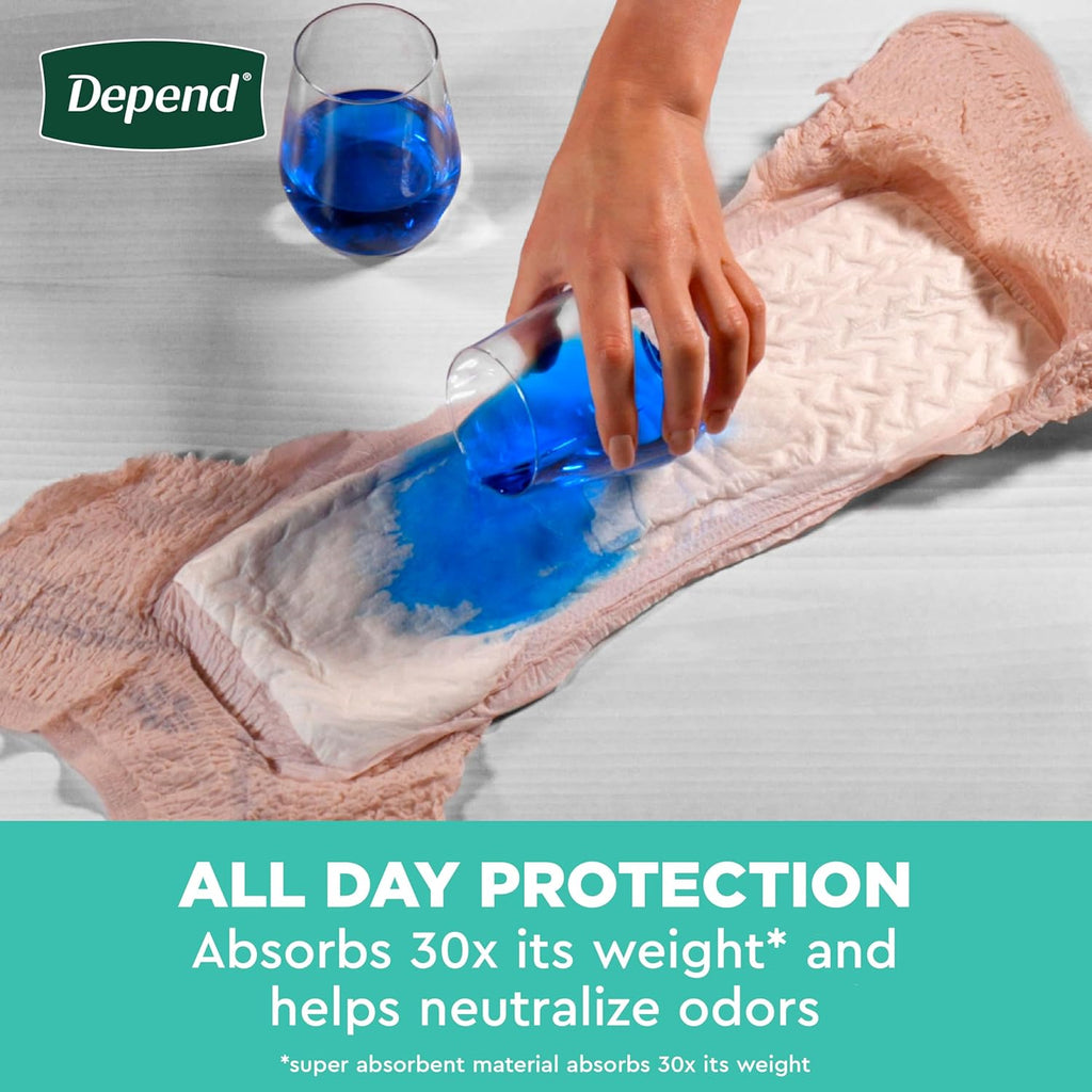 Depend Fresh Protection Adult Diapers, Incontinence & Postpartum Bladder Leak Underwear for Women, Disposable, Maximum, Large, Blush, 72 Count (2 Packs of 36), Packaging May Vary