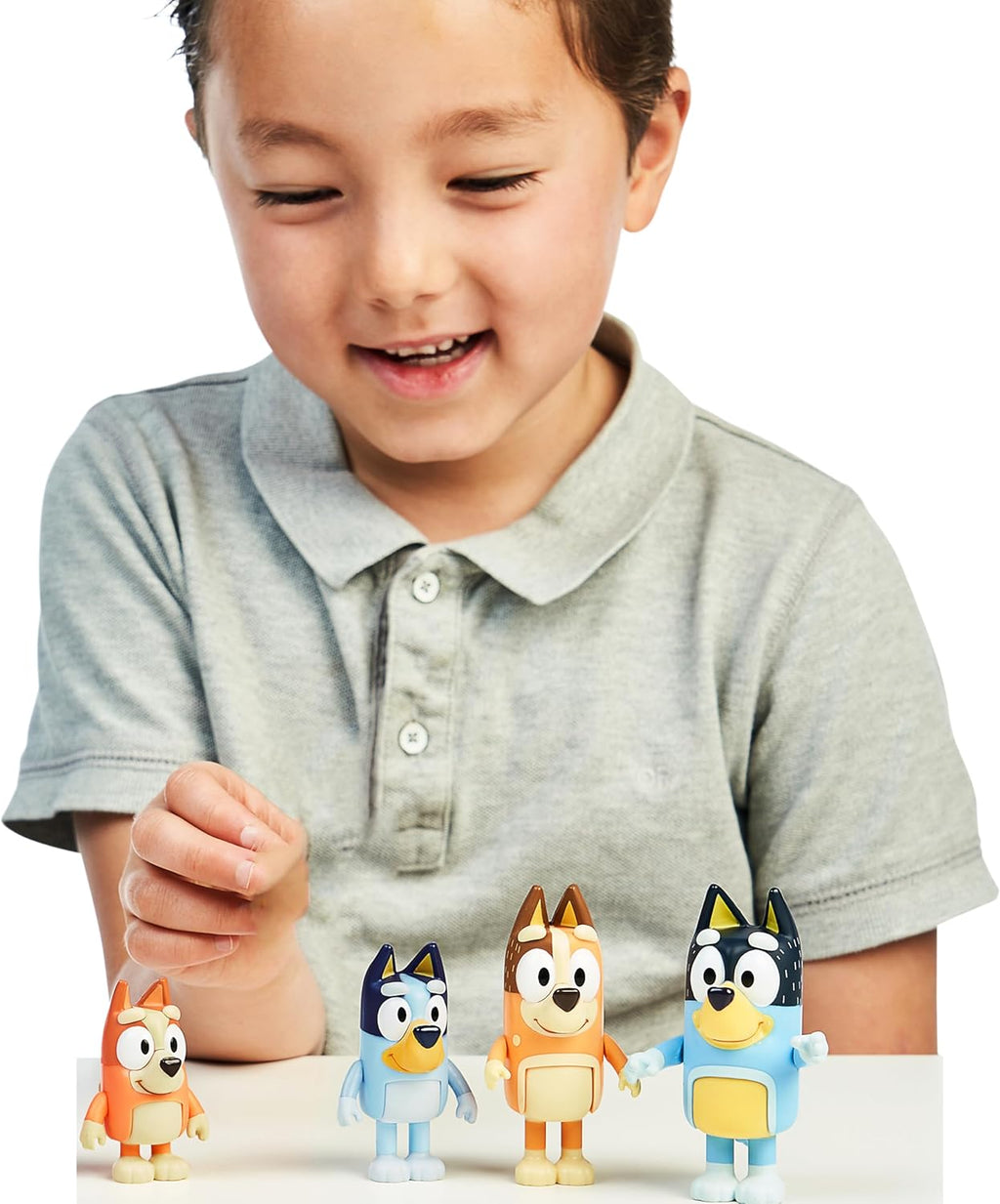 Bluey Family Figure Pack of 4, Robust Poseable Character Toys with Bingo, Chilli, and Bandit Figures, Toddler-Sized Animal Figurines for Kids Ages 3+
