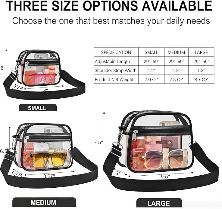 Clear Bag for Stadium Events Clear Sports Fan Handbags Purses with Adjustbale Strap for Concerts Festivals Game Day