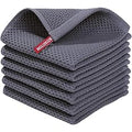 Homaxy 100% Cotton Waffle Weave Kitchen Dish Cloths, Ultra Soft Absorbent Quick Drying Dish Towels, 12 x 12 Inches, 6-Pack, Dark Grey