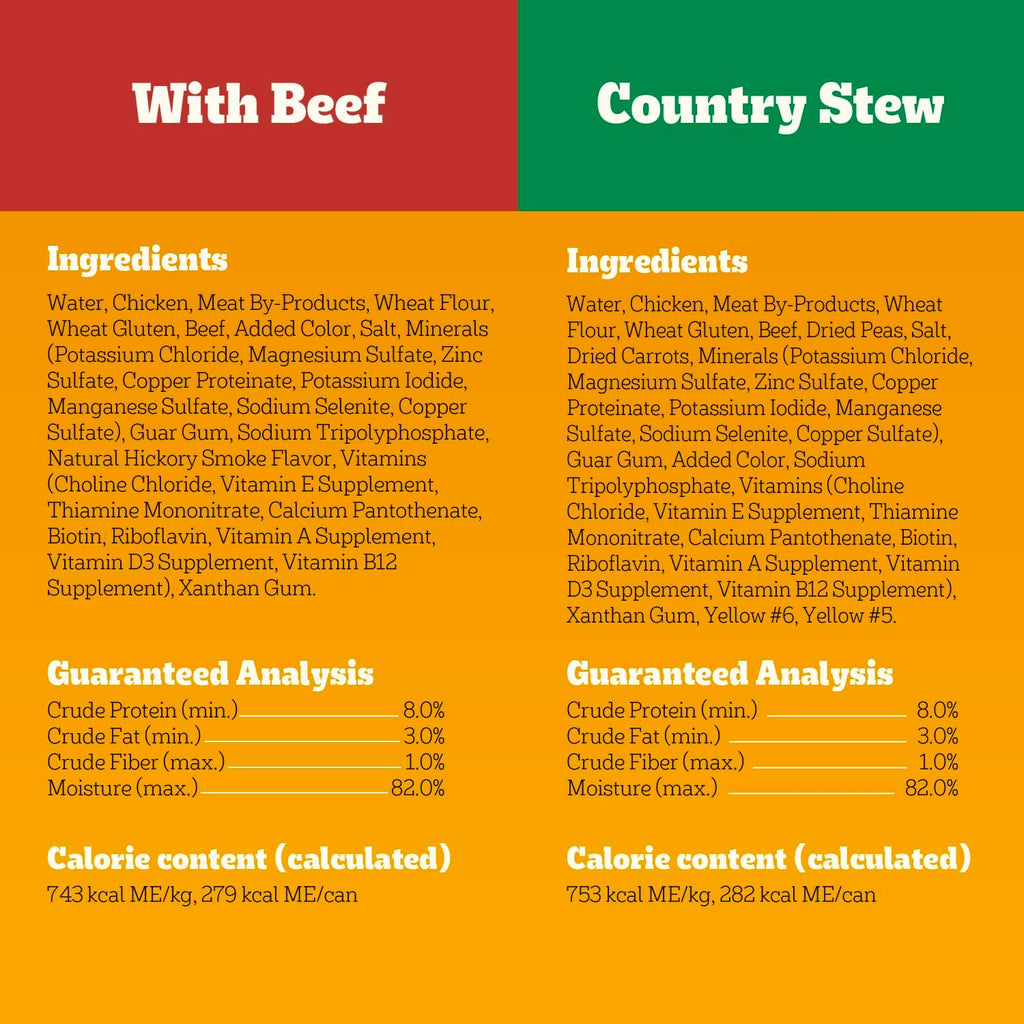 Pedigree Wet Dog Food, Choice Cuts Adult Canned Dog Food, Beef & Country Stew Multipack, 13.2 oz. Cans (12 Count, Pack of 1)