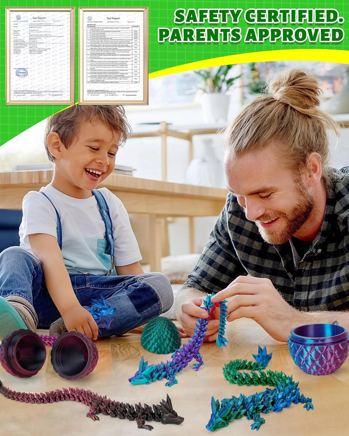 TBOLINE 12" 3D Printed Dragon Egg, Cool 3D Printer Articulated Crystal Dragon Toys for Kids, Surprise Animals Figurines Fidget Dinosaur Eggs Toys for Boys Kids Teen 5-7 4-6 8-12
