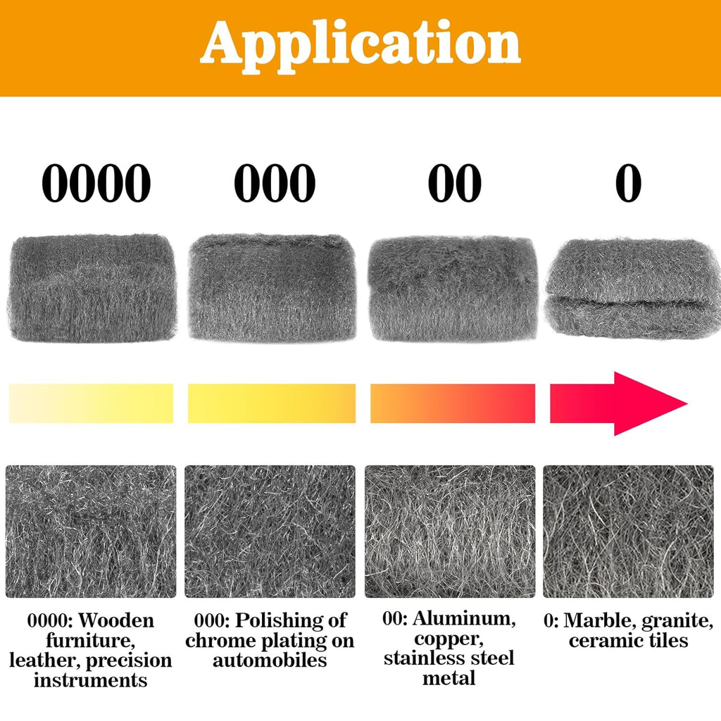 MAQIHAN Steel Wool Pads 0000 15PCS - Steel Wool 0000 Roll Glass Wood Fabric Metal Extra Fine Polishing Chrome Glass Polishing Pads Wool Steelwool Mice Control Weep Hole Covers Walls Fill