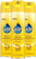 Pledge Enhancing Polish Spray, Wood Furniture & Stainless Steel Polish, Remove Dust and Fingerprints, Fast Shine and Protect, Prevent Scratches & Knicks - Lemon Scent, 9.7oz, Pack of 3
