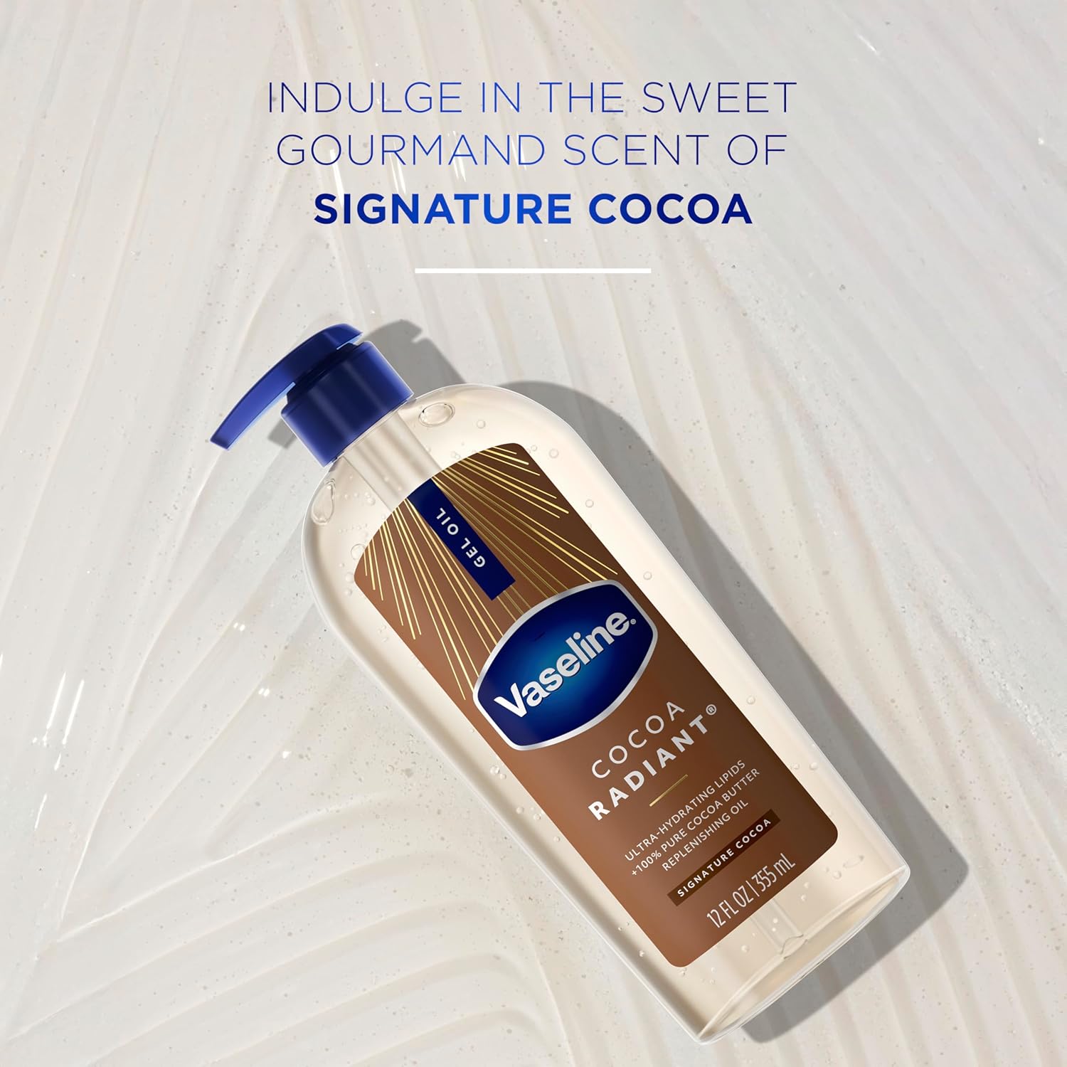 Vaseline Intensive Care Cocoa Radiant Body Gel Oil with 100% Pure Cocoa Butter, 12 oz