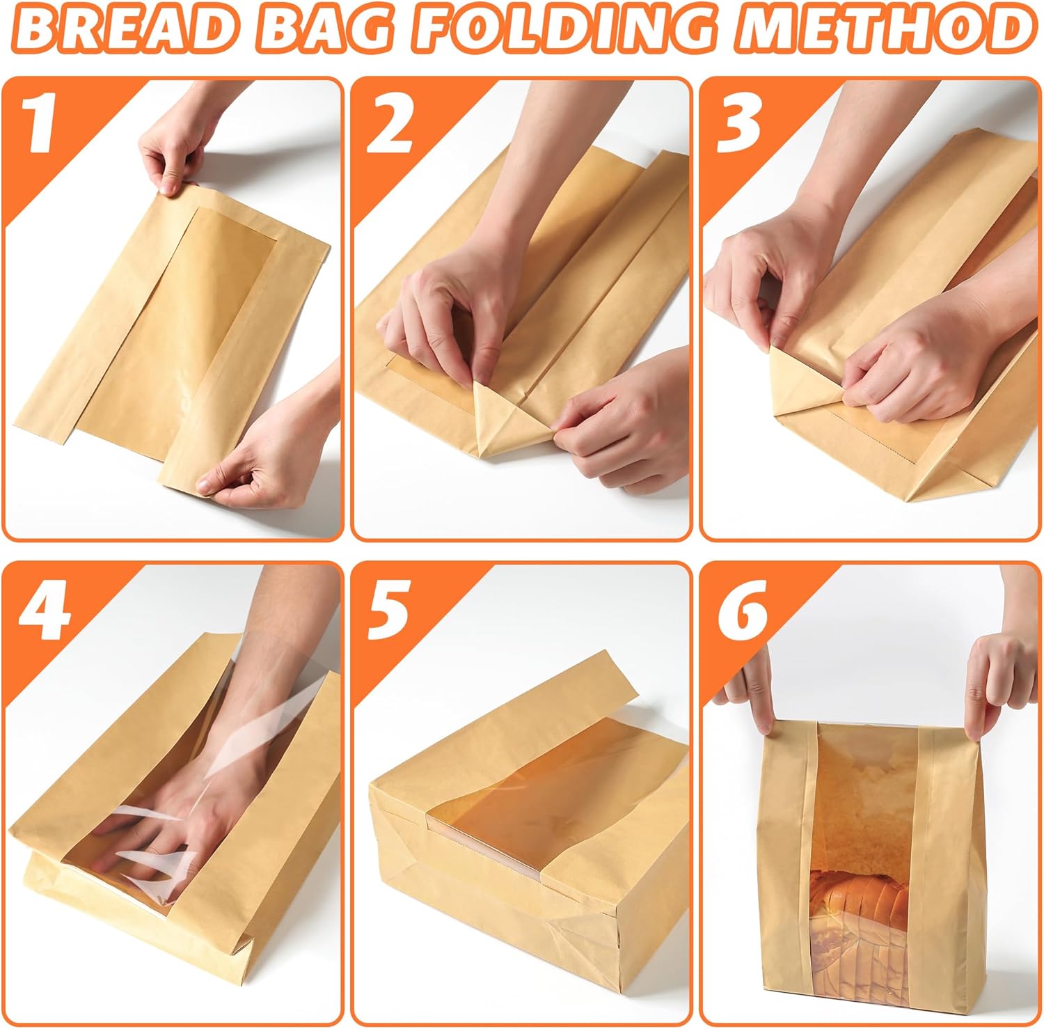50 Pcs Bread Bags for Homemade Bread, Sourdough Paper With Window, 50% Thicker 13.7x8.2x3.7in A Large Bakery Bags Used for Storage Cookies & Snacks, 60 Cute Sealing Stickers With Ties