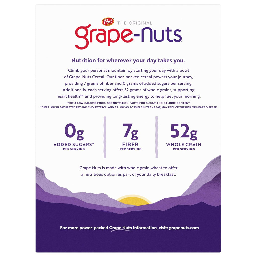 Grape-Nuts Original Cereal, Crunchy Whole Grain Wheat and Barley, Non-GMO, 20.5 oz Box