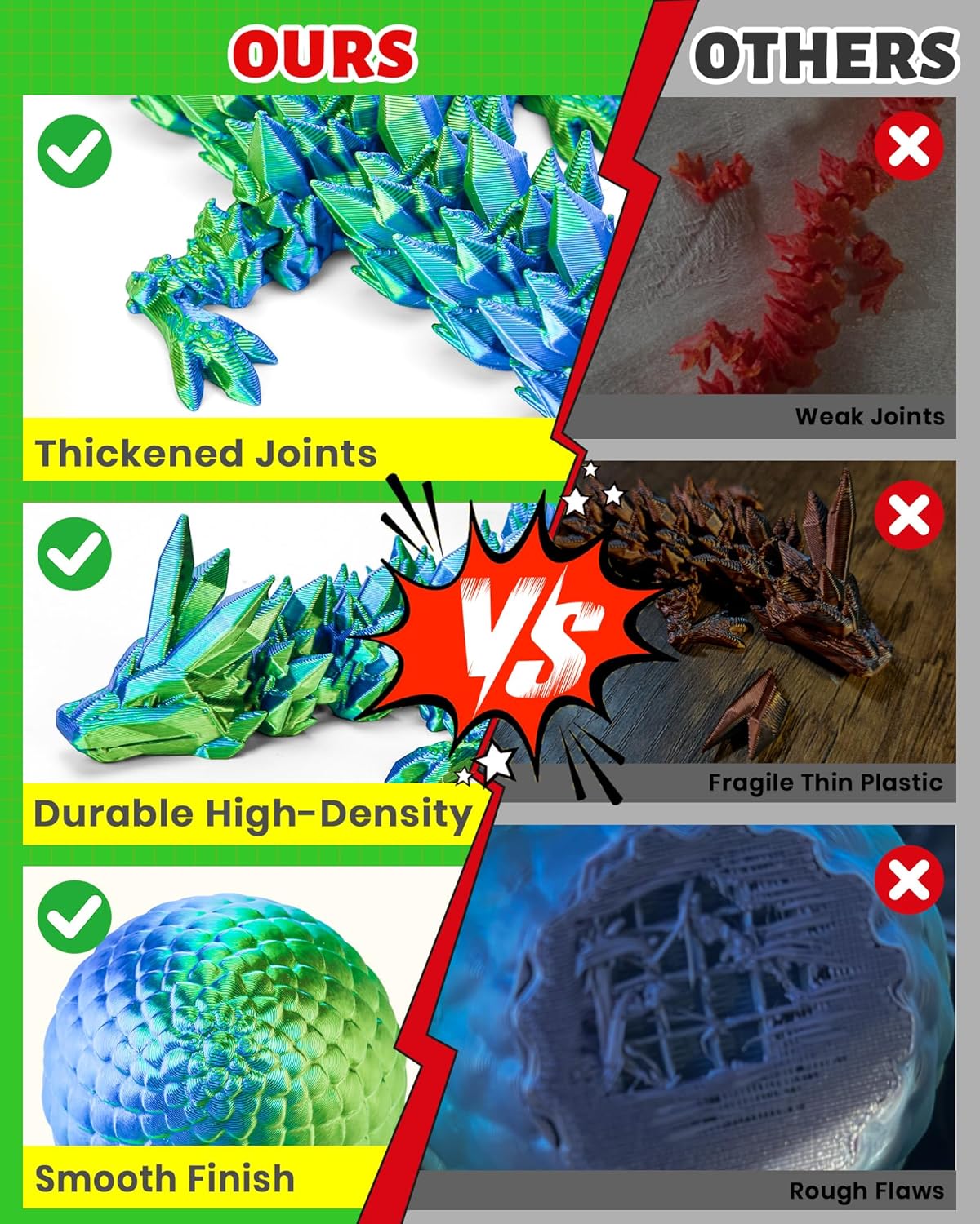 TBOLINE 12" 3D Printed Dragon Egg, Cool 3D Printer Articulated Crystal Dragon Toys for Kids, Surprise Animals Figurines Fidget Dinosaur Eggs Toys for Boys Kids Teen 5-7 4-6 8-12