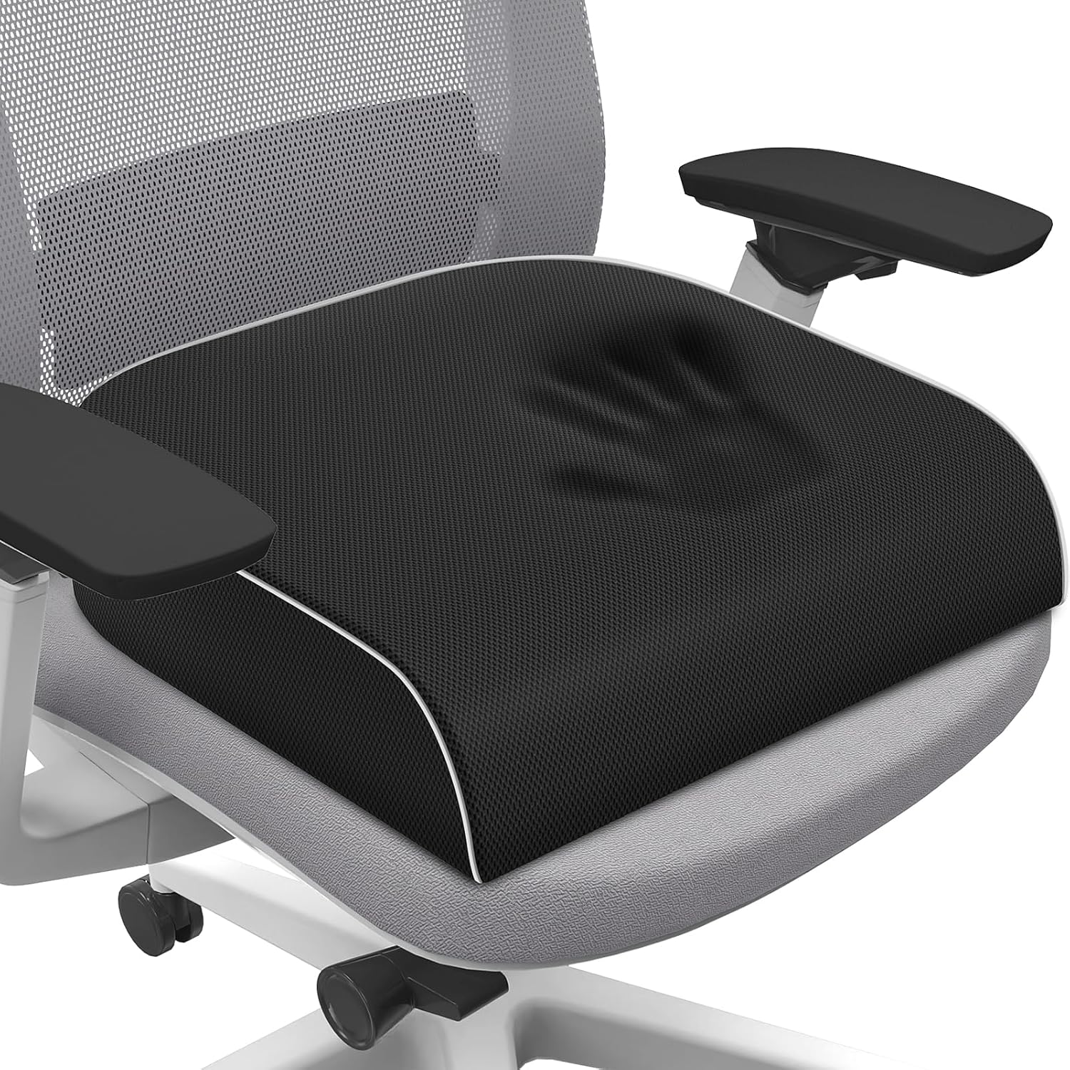SweetSlubr Seat Cushion for Tailbone Pain Relief, Office Chair Cushion, Memory Foam Large Cushion with Non-Slip Cover for Soft Support at Office Chair, Car Seat, Airplane, Floor Pillow, Black/Large