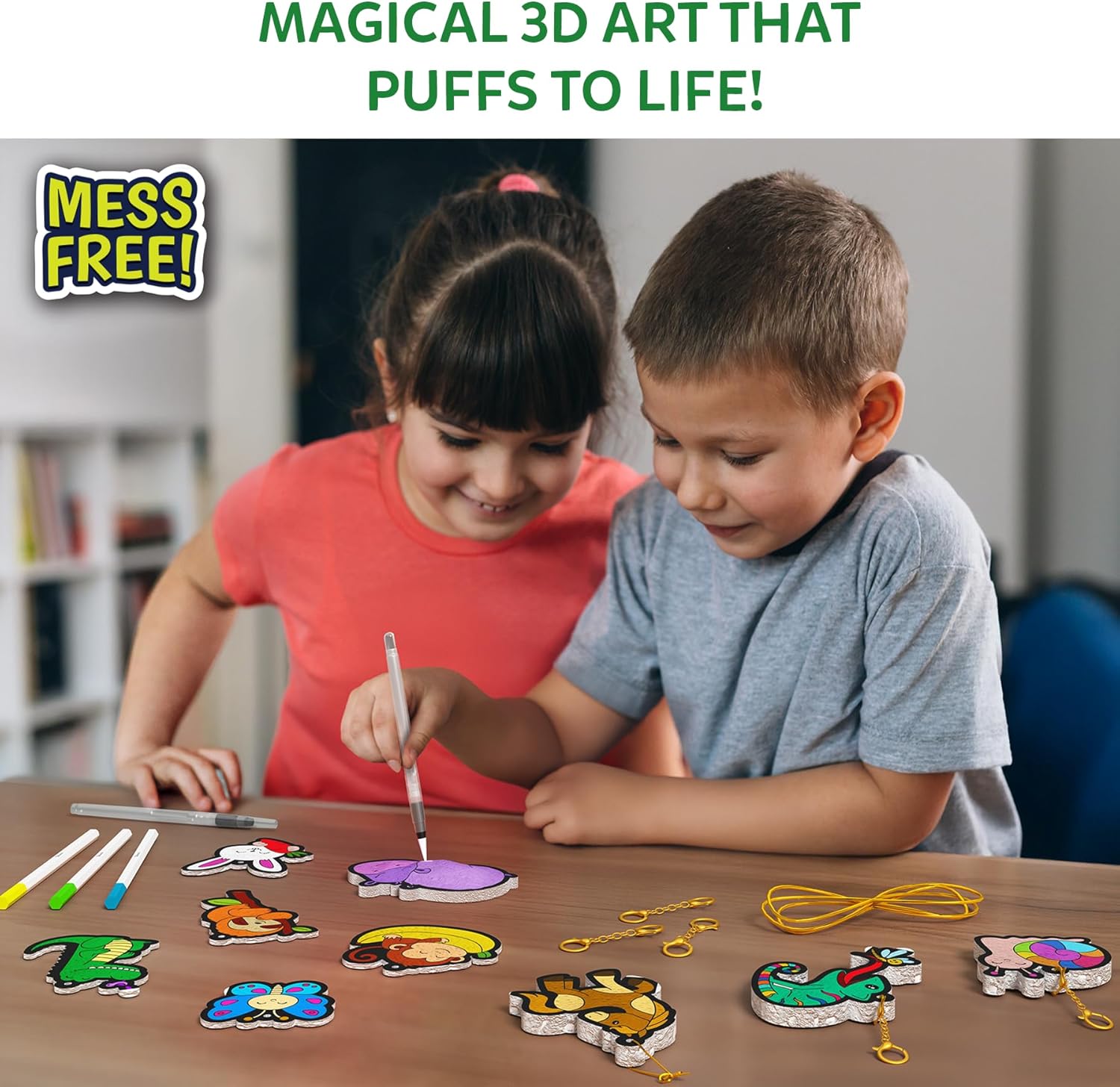 Skillmatics Aqua Puffs - 3D Art Kit, Animals, Mess-Free Paint by Number Craft for Kids, DIY Color & Inflate Activity, Travel & Creative Gift for Girls & Boys Ages 4, 5, 6, 7, 8, 9, 10