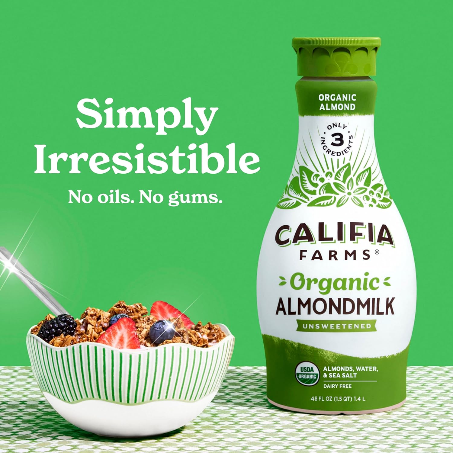 Califia Farms - Organic Unsweetened Almond Milk, 48 Oz, Dairy Free, Keto, Vegan, Plant Based, Organic Milk, Non GMO, Low Calorie, USDA Organic