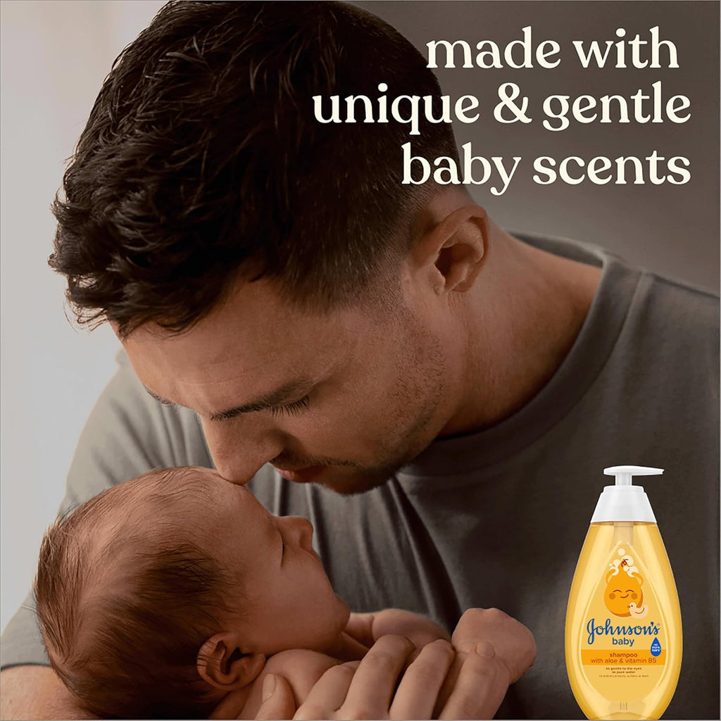 Johnson's Baby Shampoo with Aloe Vera & Vitamin B5, Tear Free, Newborn Essentials, No added Parabens & Sulfates, Hypoallergenic, Baby Essentials, 20.3 fl. oz