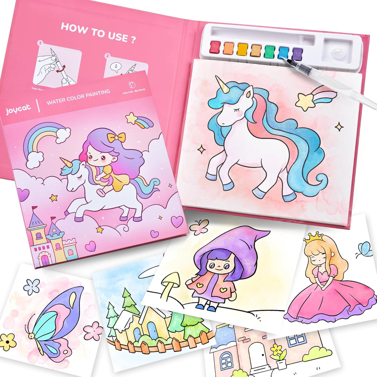 JoyCat Paint with Water Coloring Books for Toddlers, Watercolor Painting Sets for Kids Ages 3-5 4-8, Arts and Crafts Drawing Activities Toy Birthday Gifts for Boys Girls (Magical Pony)