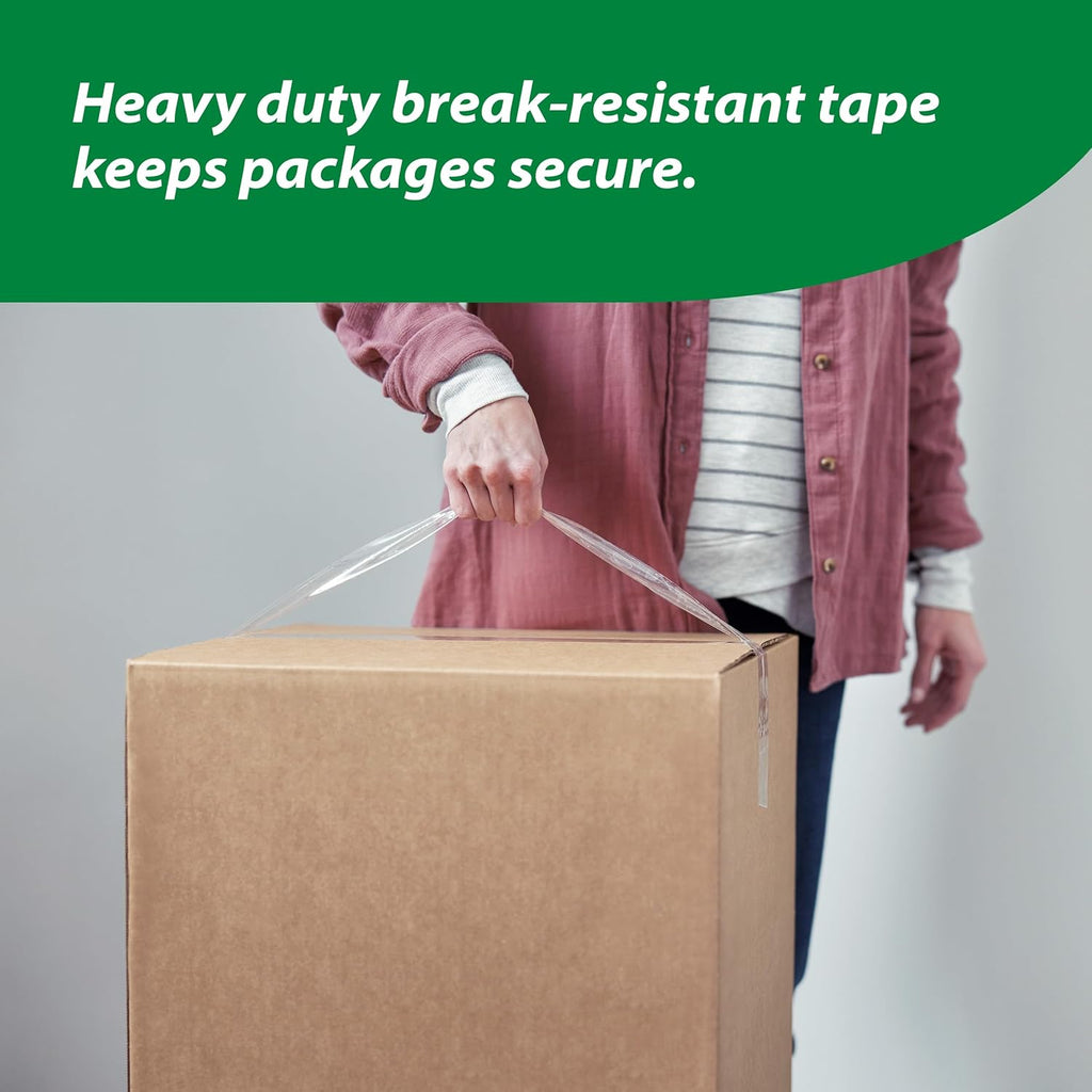 Duck HD Clear Packing Tape Dispenser Heavy Duty Packaging Tape Gun for Packing Boxes, Shipping and Moving - Includes 1 Refill Roll of HD Clear 1.88 In. x 50 Yards - Foam Handle (287398)