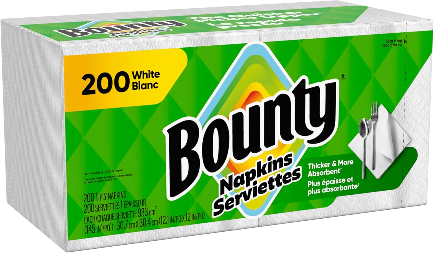 Bounty Paper Napkins, White, 200 Count, Packaging may vary