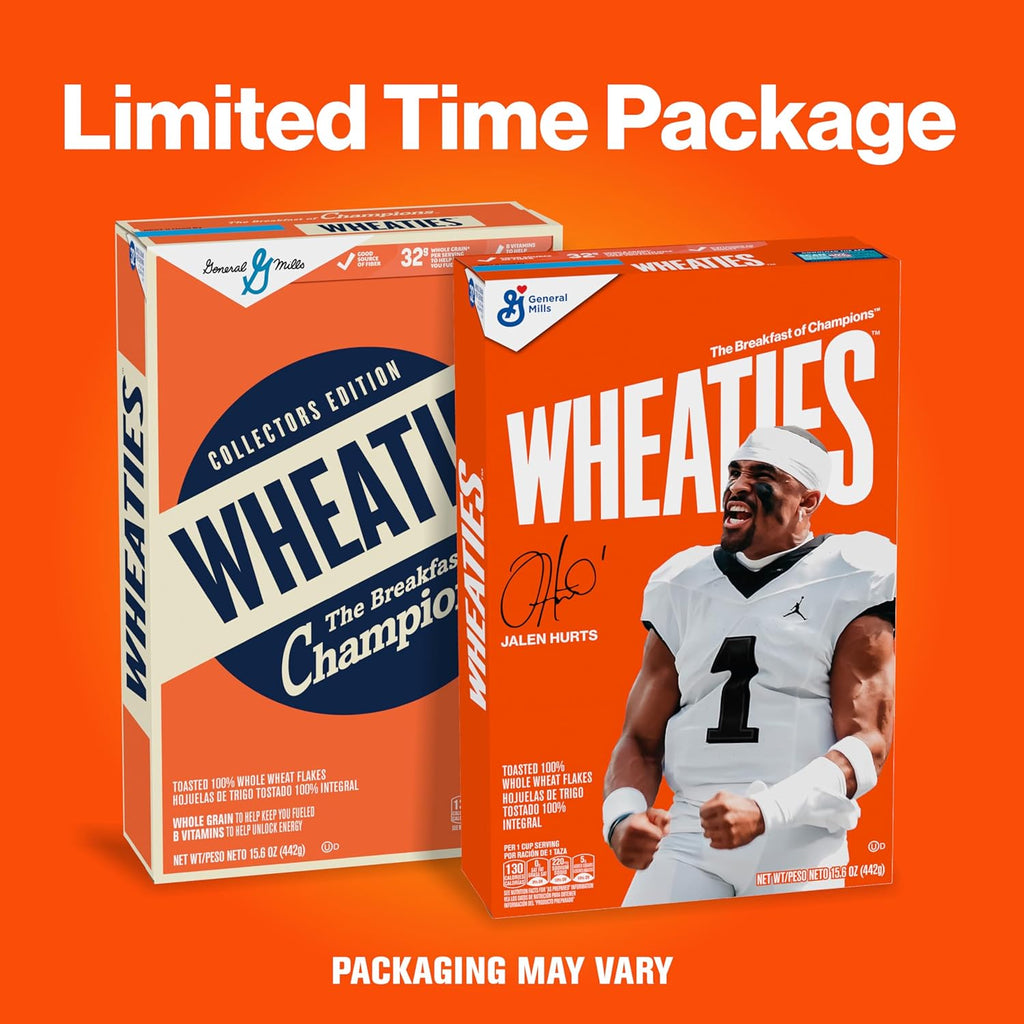 Wheaties Cereal, Breakfast of Champions, Jalen Hurts Cereal Box, 100% Whole Wheat Flakes, 15.6 oz