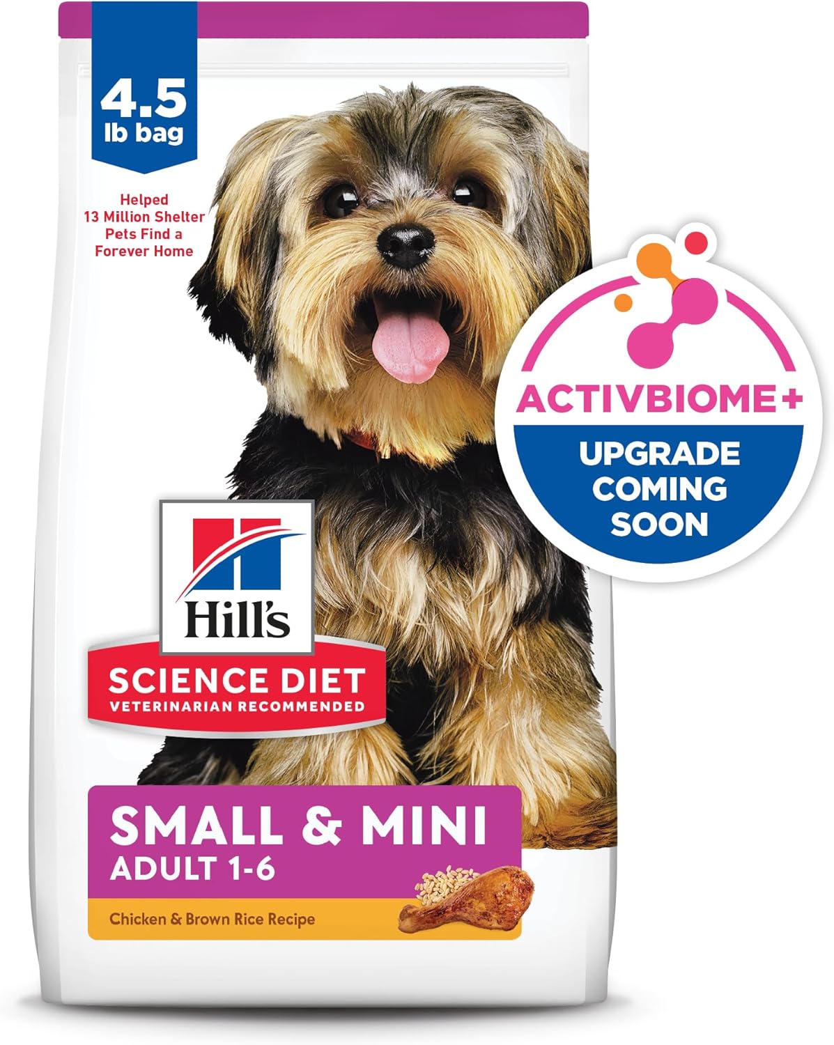 Hill's Science Diet Adult 1-6 Small & Mini Dry Dog Food, Chicken & Brown Rice, 4.5 lb. Bag